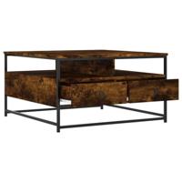 Salontafel 80x80x45 cm bewerkt hout gerookt eikenkleurig - thumbnail