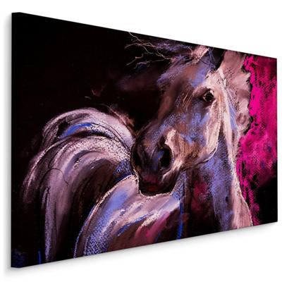 Schilderij - Paard in Pastelkleuren (print op canvas), 4 maten , wanddecoratie