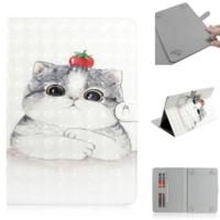 3D gekleurde tekening universele horizontale Flip lederen draagtas met houder & kaartsleuf & portemonnee voor 10 inch Tablet PC (cute cat) - thumbnail