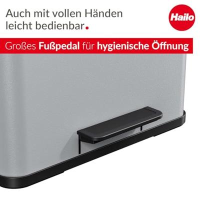 Hailo 0633-220 Öko Trio Plus L Pedaalemmer 3x9L Zilver/Zwart