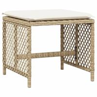 Tuinkrukken 4 st met kussens 41x41x36 cm poly rattan beige - thumbnail