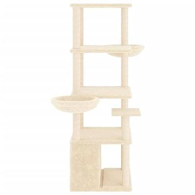VidaXL Kattenmeubel met sisal krabpalen 147 cm crèmekleurig VidaXL Kattenmeubel met sisal krabpalen 147 cm crèmekleurig
