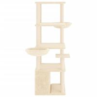 VidaXL Kattenmeubel met sisal krabpalen 147 cm crèmekleurig - thumbnail