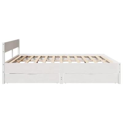 Bedframe zonder matras massief grenenhout wit 160x200 cm