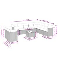 10-delige Loungeset met kussens poly rattan zwart - thumbnail