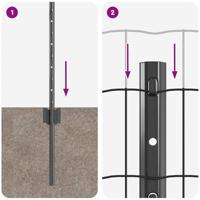 VidaXL Hek met paal grijs 0,8 x 10 m staal - thumbnail