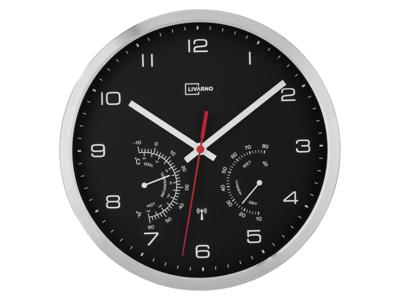 LIVARNO home Wandklok met thermometer en hygrometer (Zilver/wit)