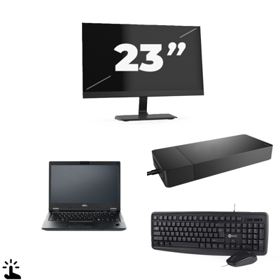 Fujitsu LIFEBOOK E5410 - Intel Core i3-10e Generatie - 14 inch - Touch - 16GB RAM - 256GB SSD - Windows 11 Home + 1x 23 inch Monitor