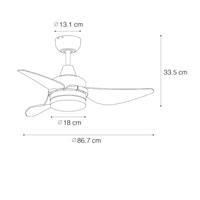 QAZQA Plafondventilator zwart incl. LED met afstandsbediening - Yuki - thumbnail