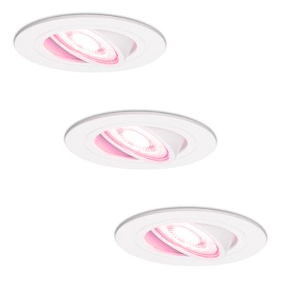 Set van 3 Pittsburg Smart inbouwspots - 5,5 Watt 345 Lumen - Wifi + Bluetooth - RGBWW - GU10 - Google Home, Amazon Alexa en Siri - IP20 voor binnen - Wit - Kantelbaar