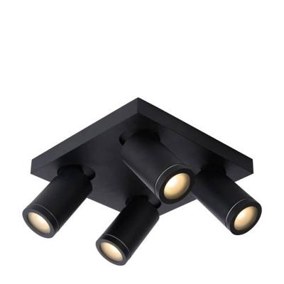 Lucide TAYLOR - Plafondspot Badkamer - LED Dim to warm - GU10 - 4x5W 2200K/3000K - IP44 - Zwart