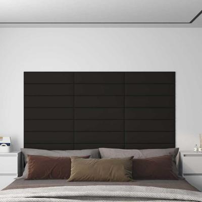 Wandpanelen 12 st 1,08 m 60x15 cm stof zwart Wandpanelen 12 st 1,08 m 60x15 cm stof zwart