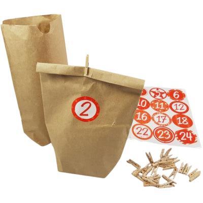 Adventskalender cadeauset DIY rood 26 cm | 24 stuks
