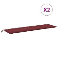 VidaXL Tuinbankkussens 2 st 200x50x7 cm stof gemêleerd wijnrood - thumbnail