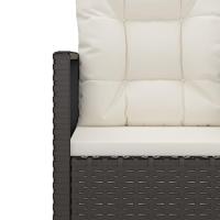 3-delige Loungeset met kussens poly rattan zwart - thumbnail