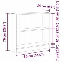 Boekenkast Zwart eiken 80 x 24 x 109 cm Spaanplaat - thumbnail