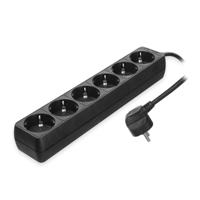 ACT AC2460 Stekkerdoos 6 Sockets Zwart - Kinderbeveliging - 3 meter - thumbnail