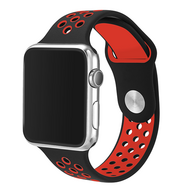 Sportbandje - Maat: S/M - Zwart + Rood - Geschikt voor Apple Watch 44mm / 45mm / 46mm / 49mm
