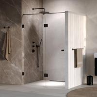 BRAUER Void Carving nisdeur 2-delig helder glas 130x200 omkeerbaar met draaideur 60 aan glas incl. glascoating mat zwart - thumbnail