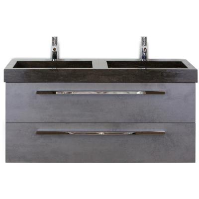 Seville Badmeubelset 120 cm - 2 Laden Beton Antraciet - Wastafel Lucca Dubbel
