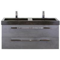 Seville Badmeubelset 120 cm - 2 Laden Beton Antraciet - Wastafel Lucca Dubbel - thumbnail