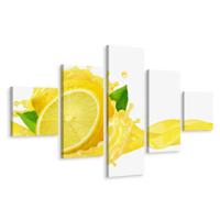 Schilderij - Verse citroen sap, 5luik, Premium print - thumbnail