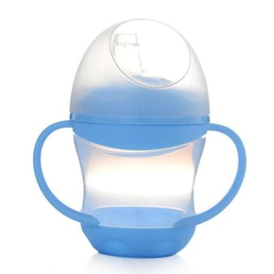 Baby leren drinken fles siliconen 160ml zuigeling water melk SAP min Cup kinderen Sippy training cups met twee handvatten (blauw)