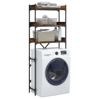 VidaXL Wasmachinerek 67x25x163 cm bewerkt hout gerookt eikenkleurig