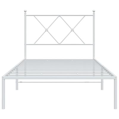 Bedframe met hoofdbord metaal wit 90x200 cm Bedframe met hoofdbord metaal wit 90x200 cm