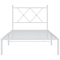 Bedframe met hoofdbord metaal wit 90x200 cm - thumbnail