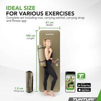 Tunturi NBR Yogamat met Draagtas | Fitness mat Extra dik & zacht | Anti slip | 180x60x1.5cm | Incl Trainingsapp | Legergroen - thumbnail