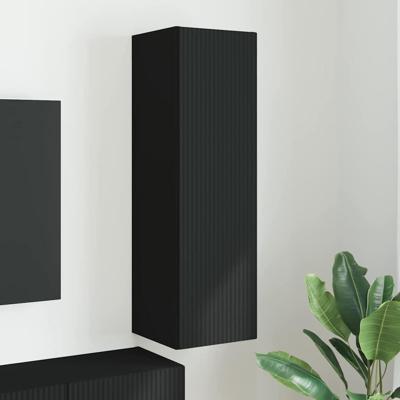 TV Wandkast Wandgemonteerd Zwart 30 x 31 x 100 cm Bewerkt hout TV Wandkast Wandgemonteerd Zwart 30 x 31 x 100 cm Bewerkt hout