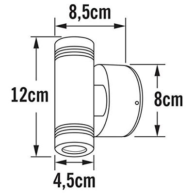 KonstSmide Led wandspotMonza 2x1w - 3000K 12,5cm metaalgrijs - 7929-310