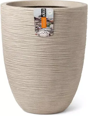 Capi waste elegant laag rib nl kunststof bloempot 46x58 cm terrazzo beige