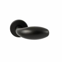 Hardbrass Knopkruk Golf op rond rozet 4mm dun - zwart - thumbnail