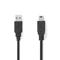 Nedis USB-Kabel | USB 2.0 | USB-A Male | USB Mini-B 5-Pins Male | 480 Mbps | Vernikkeld | 1.00 m | Rond | PVC | Zwart | Doos - CCGB60300BK10 - thumbnail