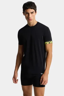 Dsquared2 Round Neck T-Shirt Heren Zwart/Geel - Maat S - Kleur: ZwartGeel | Soccerfanshop