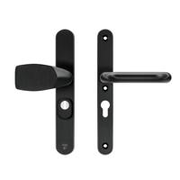 AXA AXA Oval Plus veiligheidsbeslag voordeur smalschild Wing knop/U-kruk PC55 met kerntrekbeveiliging SKG3 - aluminium/zwart - thumbnail