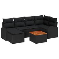 Tuinbankenset met opslag 7 pcs Zwart poly rattan - thumbnail