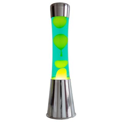 Lavalamp Zilver Met Groene Vloeistof En Gele Lava