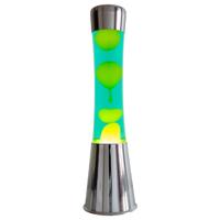 Lavalamp Zilver Met Groene Vloeistof En Gele Lava - thumbnail