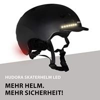 Hudora skaterhelm met klep en led zwart, maat m (55-58cm) - thumbnail