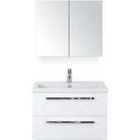 Seville Badmeubelset 80 cm - Wit Hoogglans - Keramische Wastafel Wit Djazz met Spiegelkast - thumbnail