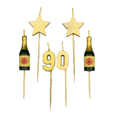 Taartkaarsjes Set 90 Jaar (6st)