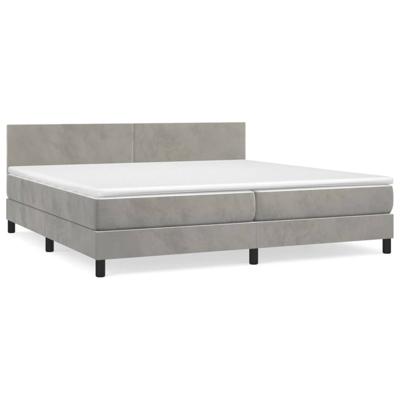 Boxspring met matras fluweel lichtgrijs 200x200 cm