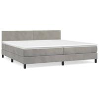 Boxspring met matras fluweel lichtgrijs 200x200 cm - thumbnail