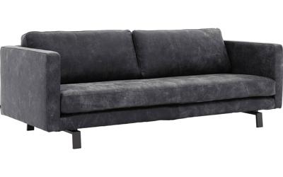 Goossens Excellent Bank Nuance zwart, leer, 3,5-zits, urban industrieel