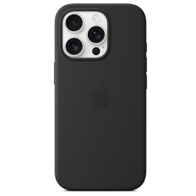 Apple Silicone Case MagSafe Silicon Case Apple iPhone 16 Pro Zwart Stootbestendig, Inductieve lading