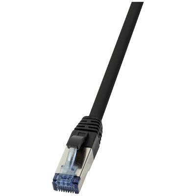 LogiLink CQ6065S RJ45 USB-kabel CAT 6A S/FTP 3.00 m Zwart Afscherming gevlochten, Halogeenvrij, PUR-mantel, Zuurbestendig, Oliebestendig 1 stuk(s)