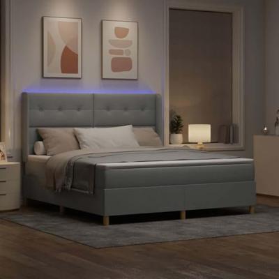 Boxspringbed met matras Lichtgrijs 140 x 200 cm Stof